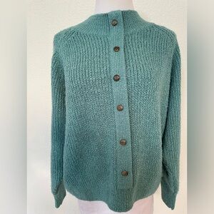 eXtra Women’s Sweater Cardigan Top Knit Front Button Closure Teal Size 20/22